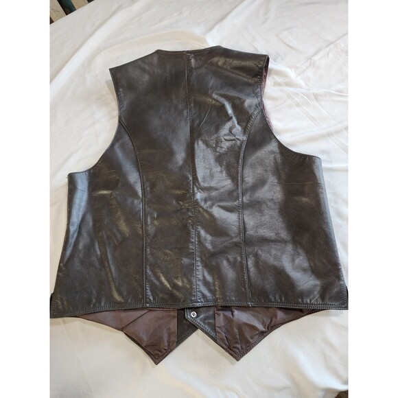 Wilsons Suede & Leather Co. Vintage Brown Leather Vest Lined Sz 44 Biker Western - Picture 2 of 9